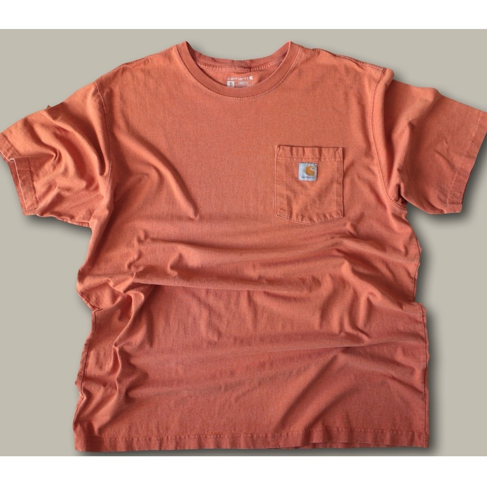 Carhartt‎ K87 Workwear Pocket T-Shirt XL Tall Orange Loose Fit Cotton Blend Tee